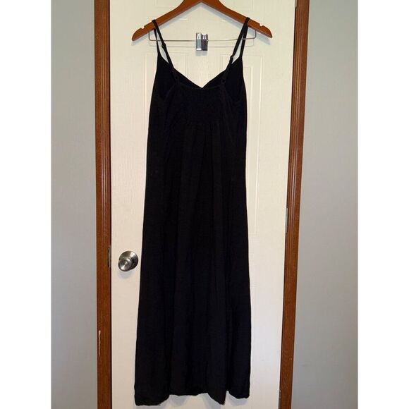 Boden Black Sleeveless Linen / Viscose Blend Smocked Detail Maxi Dress Size 6 - Picture 2 of 16